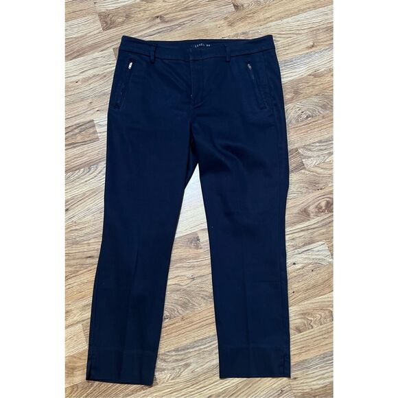Level 99 Navy Francis Lacey Double Welt Zip Trouser Size 32 P Ankle Slit Stretch - Picture 10 of 12